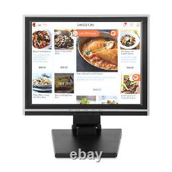 15 LCD Touch Screen Monitor USB VGA POS Stand For Retail Kiosk Restaurant Bar