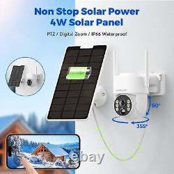4MP Solar Wireless Wifi Security Camera System 4CH NVR 7'' LCD Monitor Outdoor