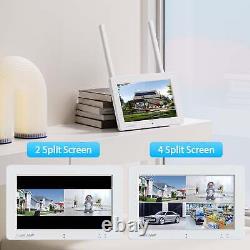 4MP Solar Wireless Wifi Security Camera System 4CH NVR 7'' LCD Monitor Outdoor