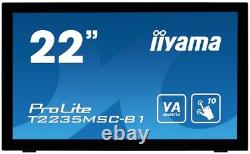 Iiyama 22 Black LED Monitor Full HD Speakers VGA DVI and USB T2235MSC-B1 Mo